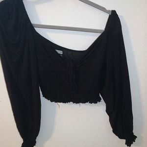 Black cropped long sleeve top